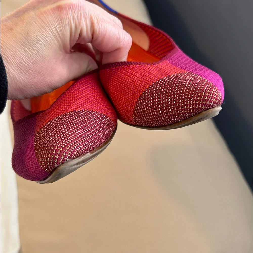 Rothy's The Point Magenta Colorblock Flats - 8.5